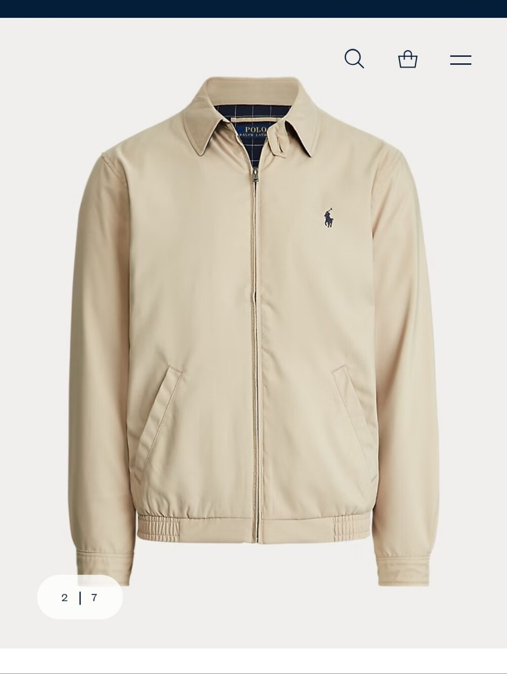 Polo by Ralph Lauren Khaki Beige Bi-Swing Jacket with Navy Logo - Picture 3 of 9